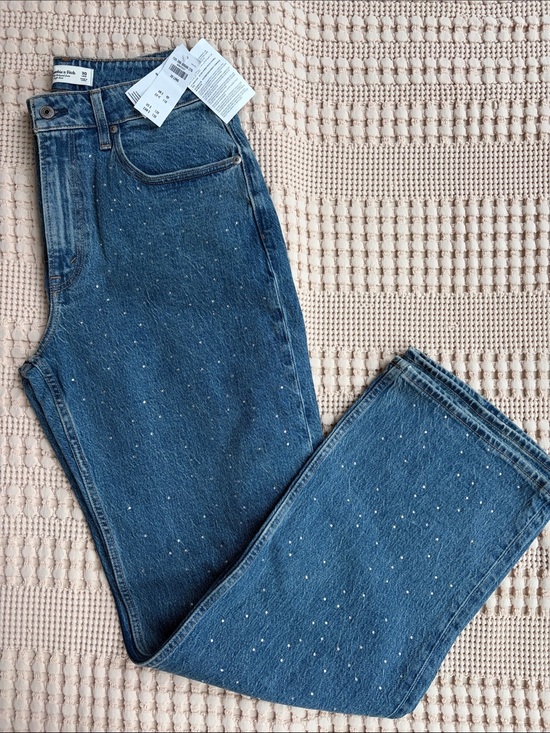 Abercrombie & Fitch Denim - NWT A&F Medium Blue 90s Relaxed High Rise Jeans with Diamond Sequins
